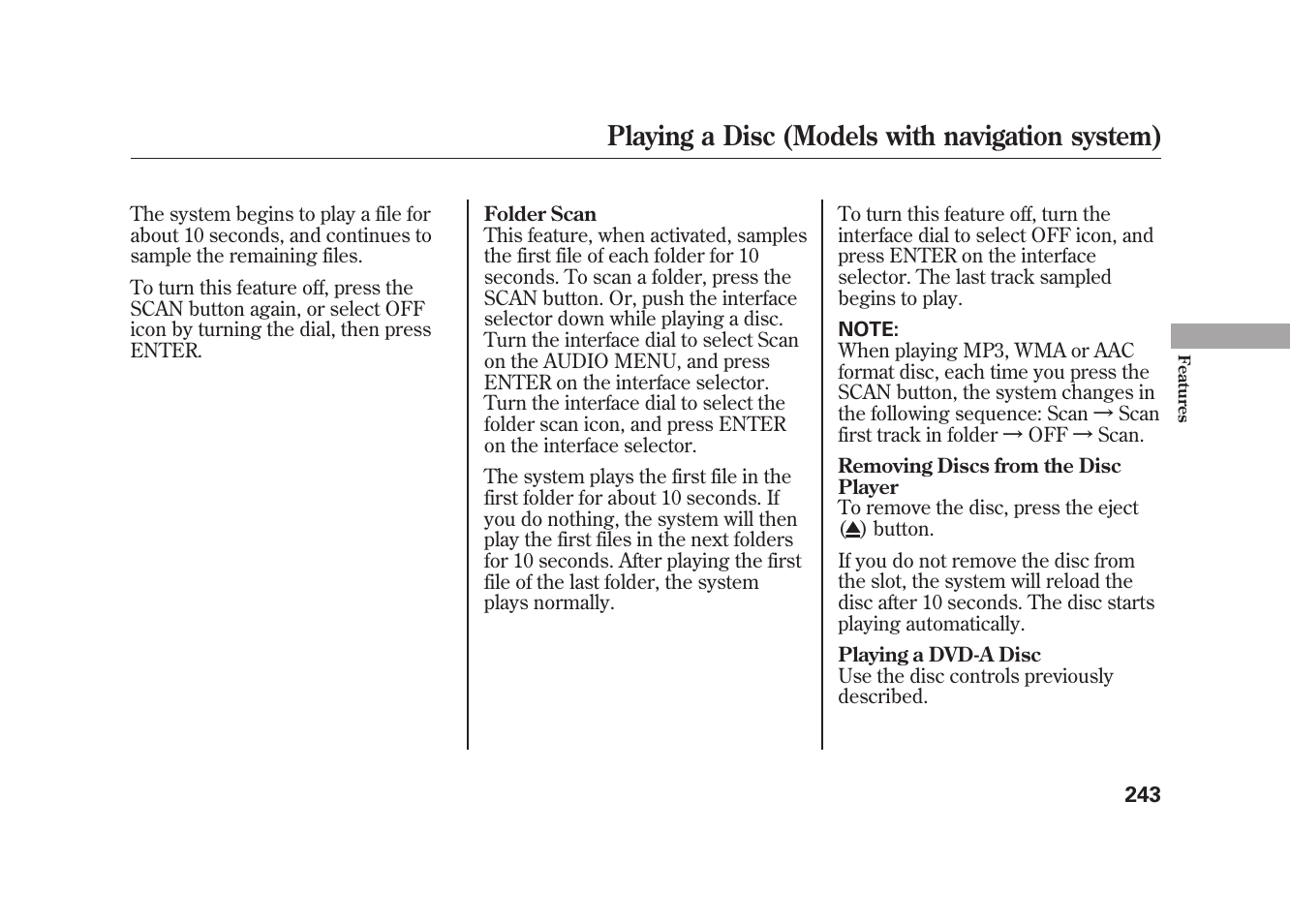 Playing a disc (models with navigation system) | Acura 2010 MDX User Manual | Page 250 / 616