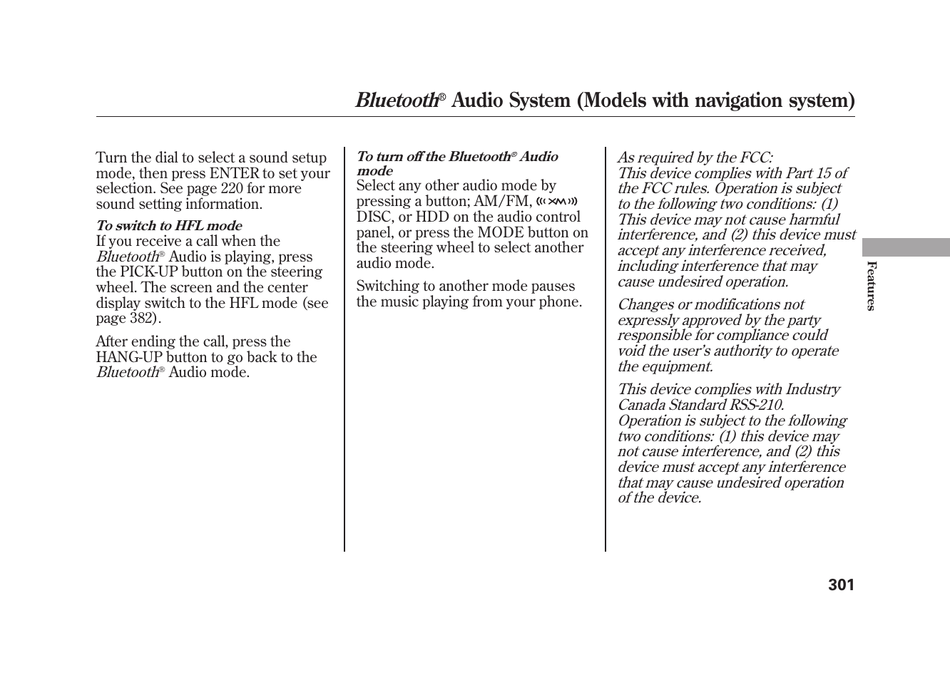 Bluetooth, Audio system (models with navigation system) | Acura 2010 MDX User Manual | Page 308 / 616