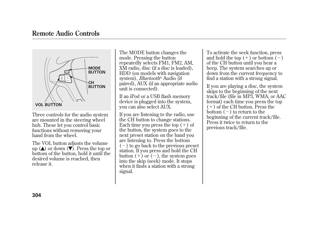 Remote audio controls | Acura 2010 MDX User Manual | Page 311 / 616