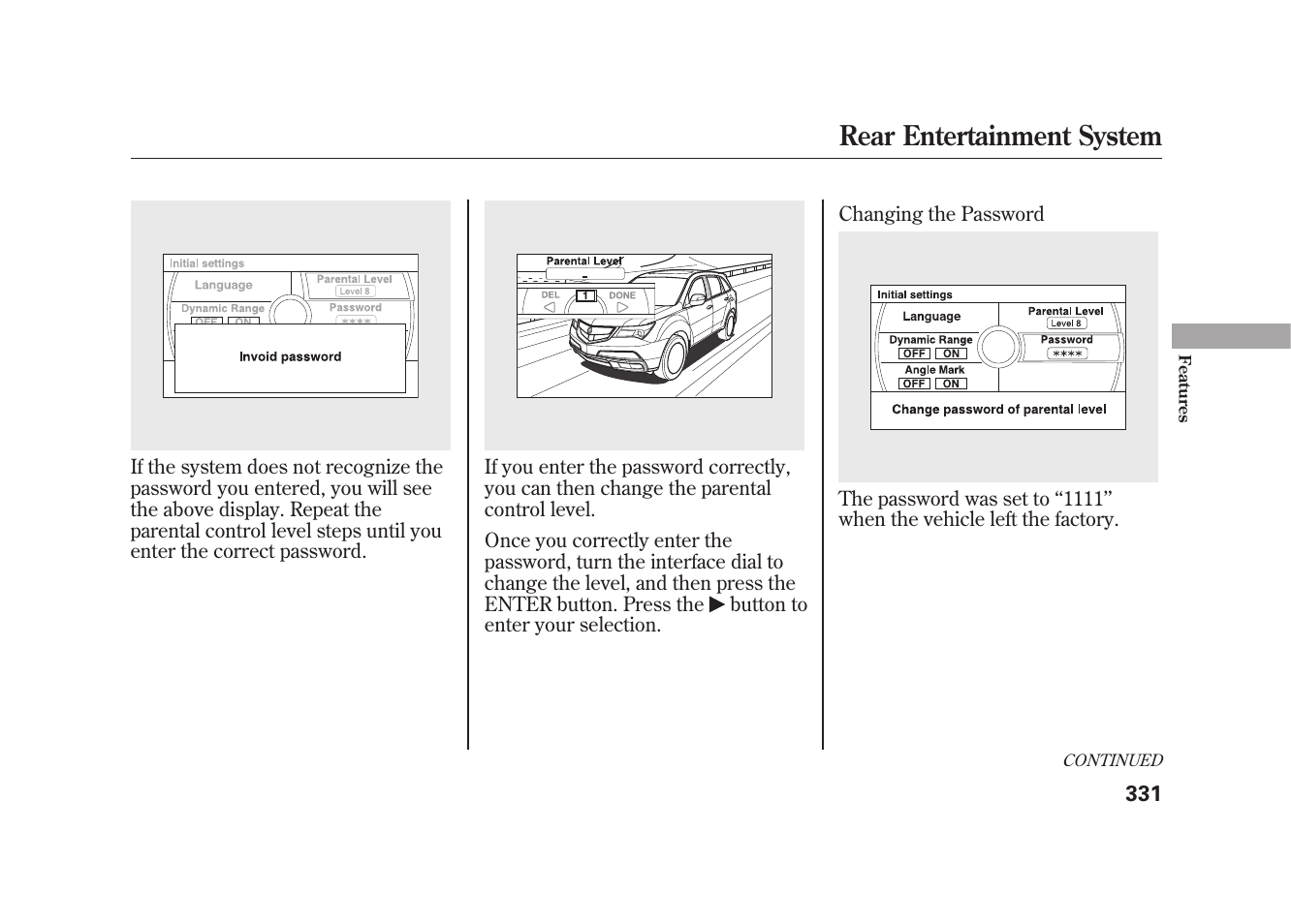 Rear entertainment system | Acura 2010 MDX User Manual | Page 338 / 616