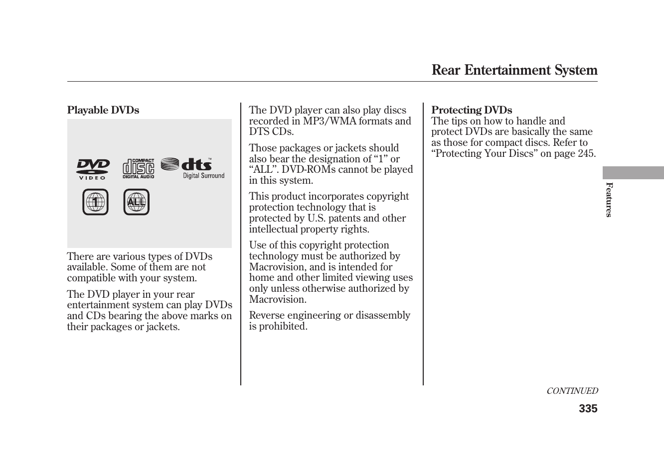 Rear entertainment system | Acura 2010 MDX User Manual | Page 342 / 616