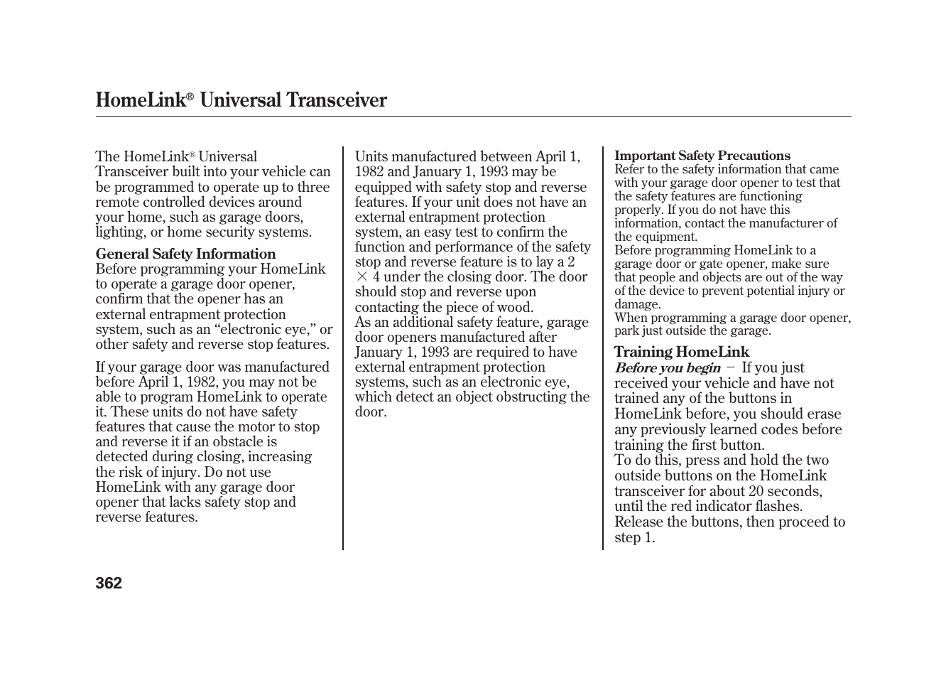 Homelink, Universal transceiver | Acura 2010 MDX User Manual | Page 369 / 616