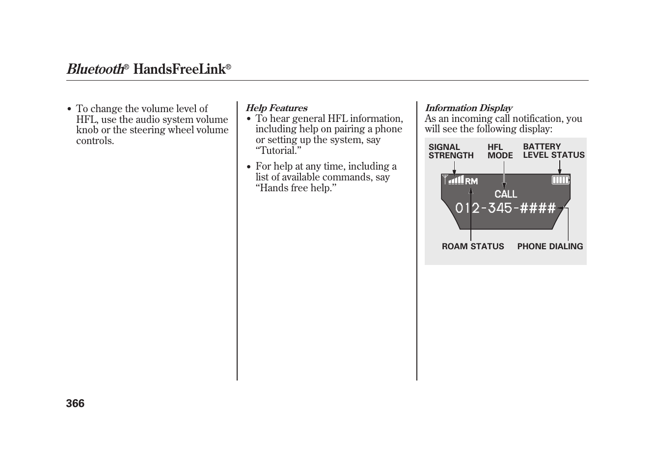 Bluetooth, Handsfreelink | Acura 2010 MDX User Manual | Page 373 / 616
