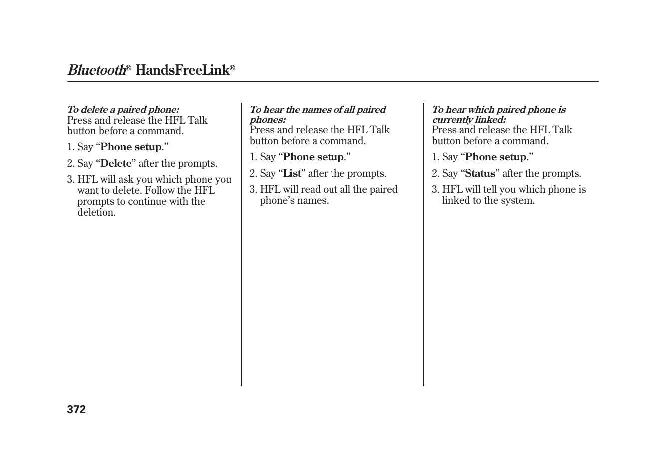 Bluetooth, Handsfreelink | Acura 2010 MDX User Manual | Page 379 / 616