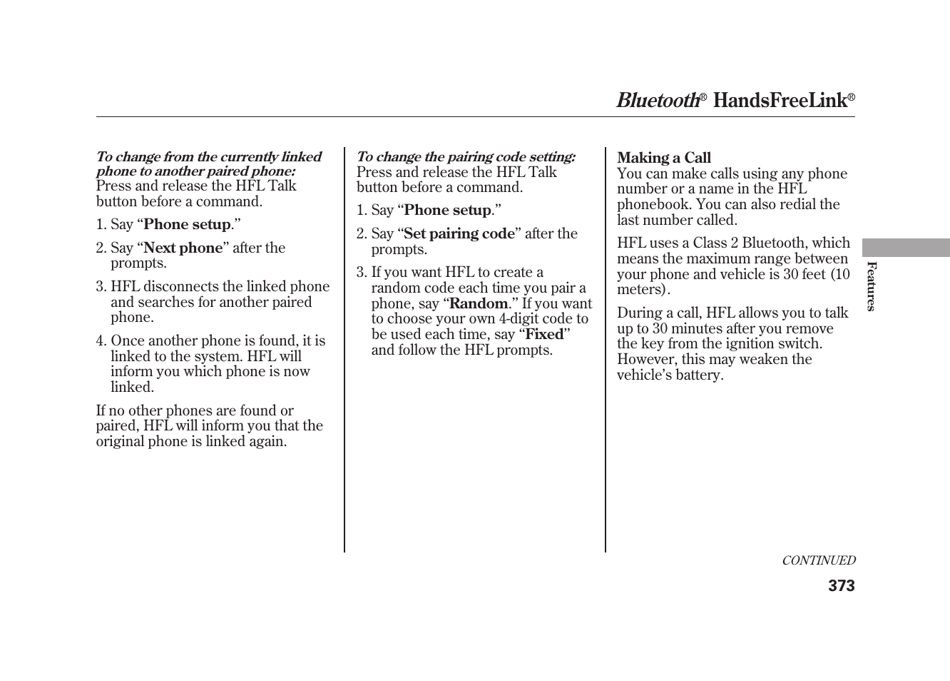 Bluetooth, Handsfreelink | Acura 2010 MDX User Manual | Page 380 / 616