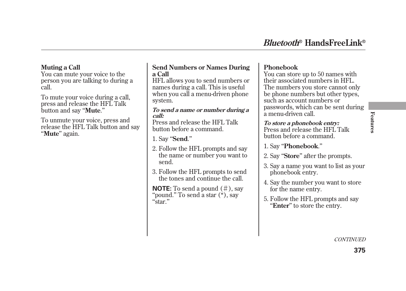 Bluetooth, Handsfreelink | Acura 2010 MDX User Manual | Page 382 / 616