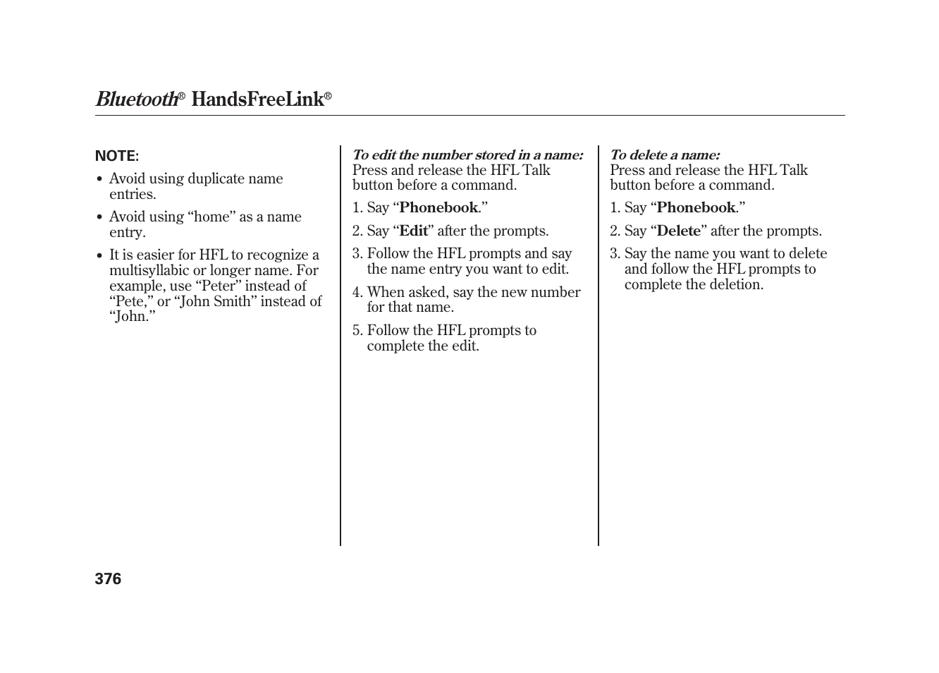 Bluetooth, Handsfreelink | Acura 2010 MDX User Manual | Page 383 / 616