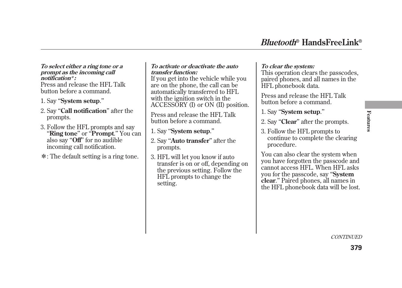 Bluetooth, Handsfreelink | Acura 2010 MDX User Manual | Page 386 / 616