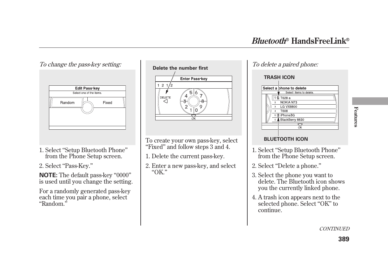 Bluetooth, Handsfreelink | Acura 2010 MDX User Manual | Page 396 / 616