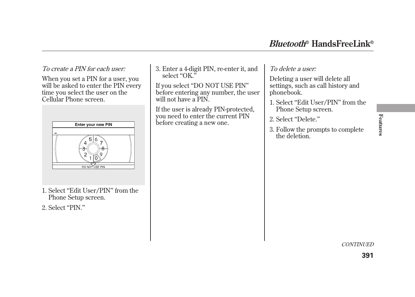Bluetooth, Handsfreelink | Acura 2010 MDX User Manual | Page 398 / 616