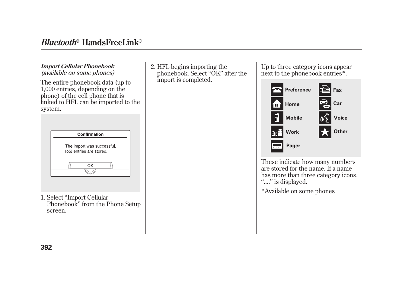 Bluetooth, Handsfreelink | Acura 2010 MDX User Manual | Page 399 / 616