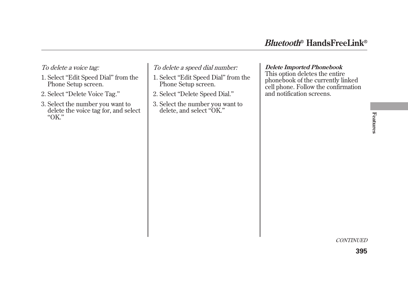 Bluetooth, Handsfreelink | Acura 2010 MDX User Manual | Page 402 / 616