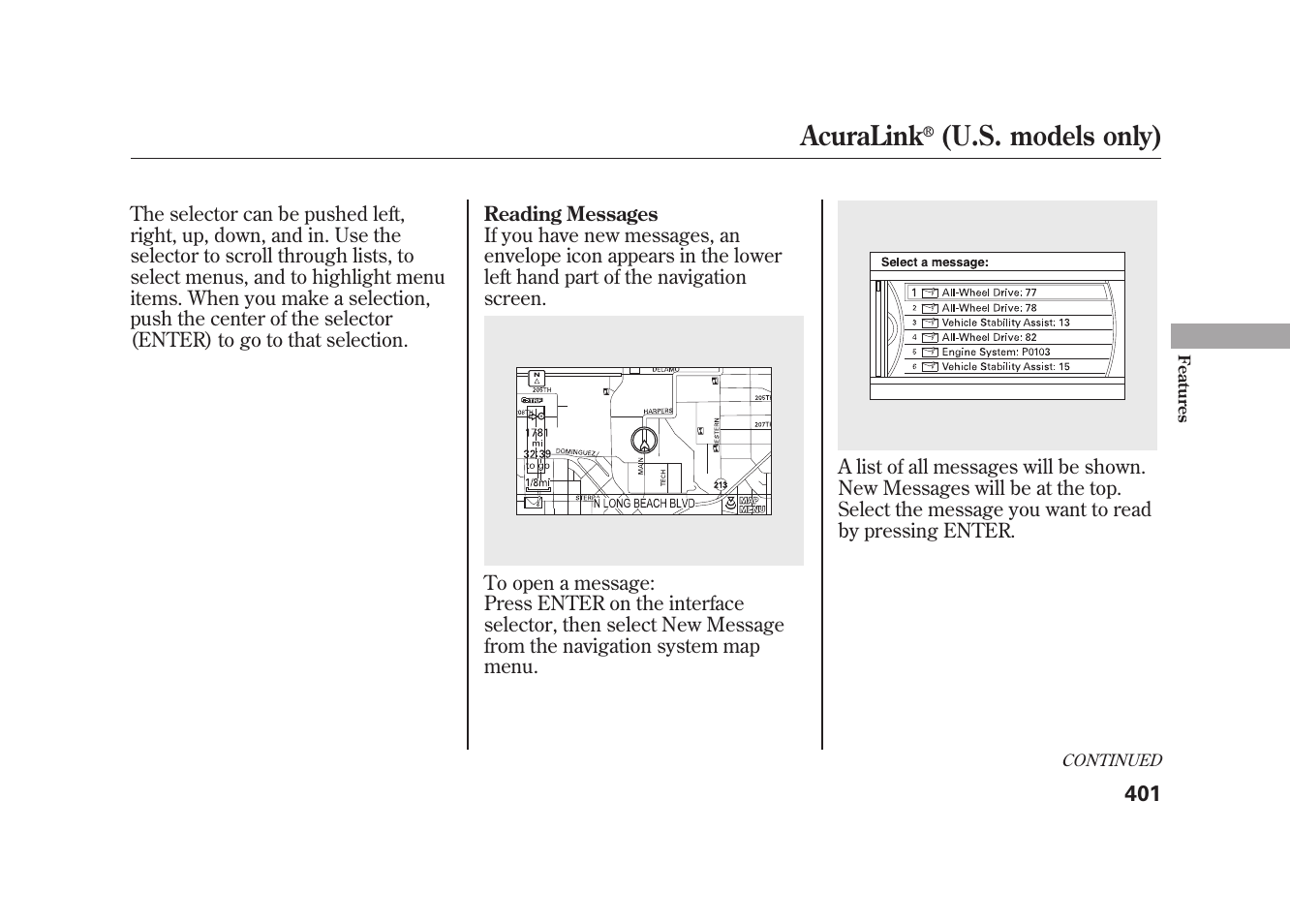 Acuralink, U.s. models only) | Acura 2010 MDX User Manual | Page 408 / 616