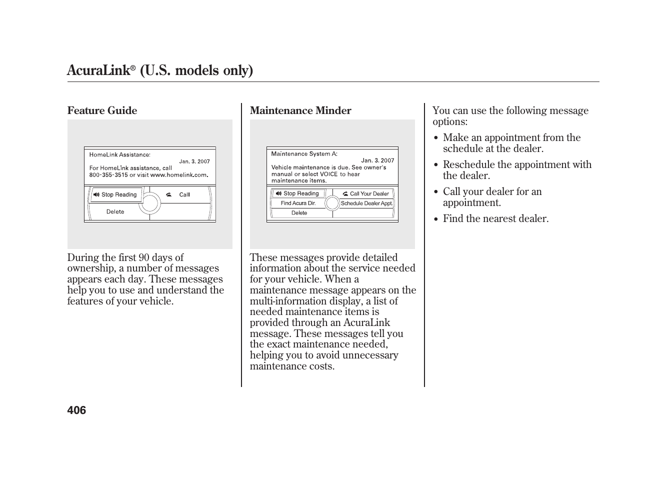 Acuralink, U.s. models only) | Acura 2010 MDX User Manual | Page 413 / 616