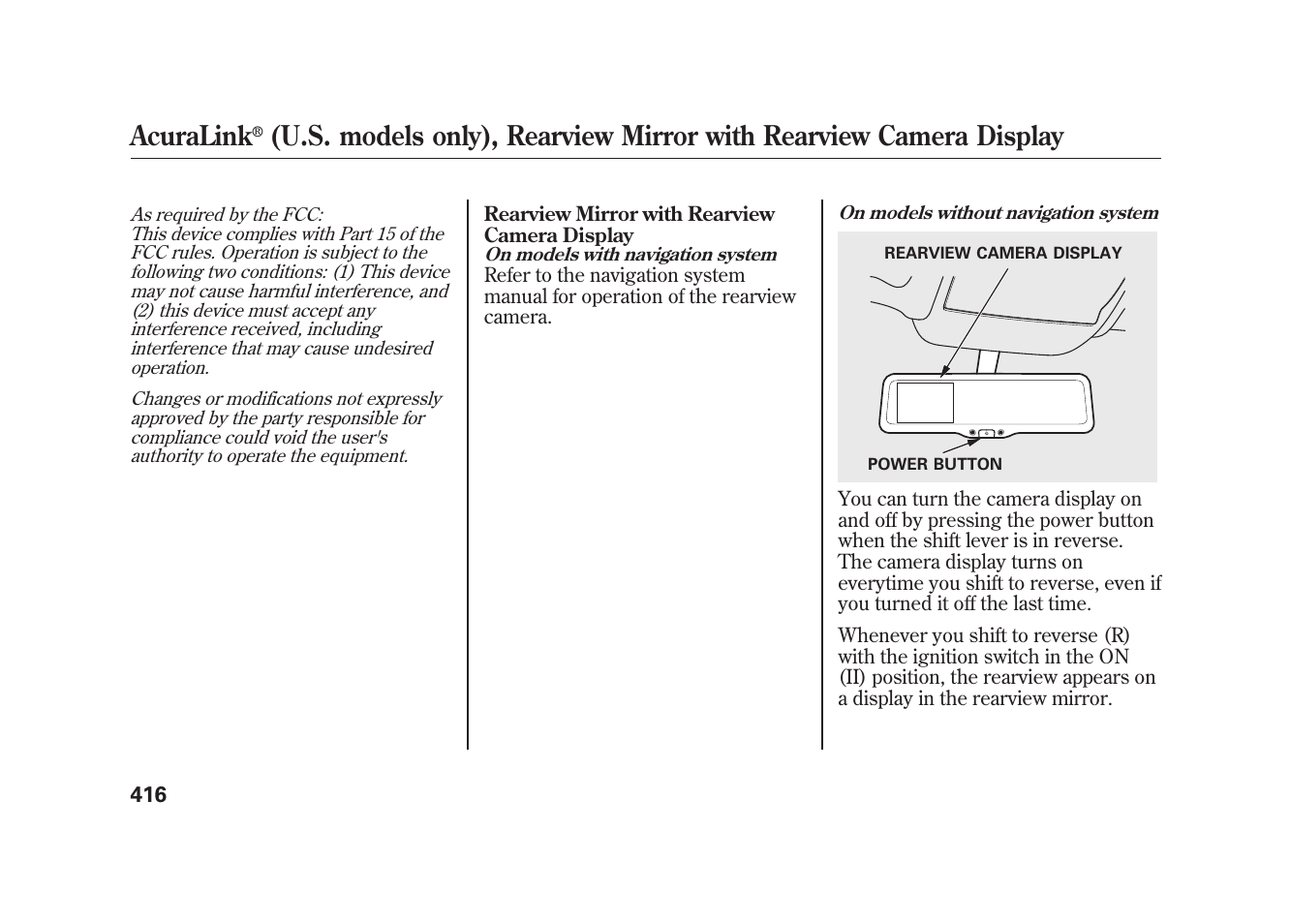 Acuralink | Acura 2010 MDX User Manual | Page 423 / 616