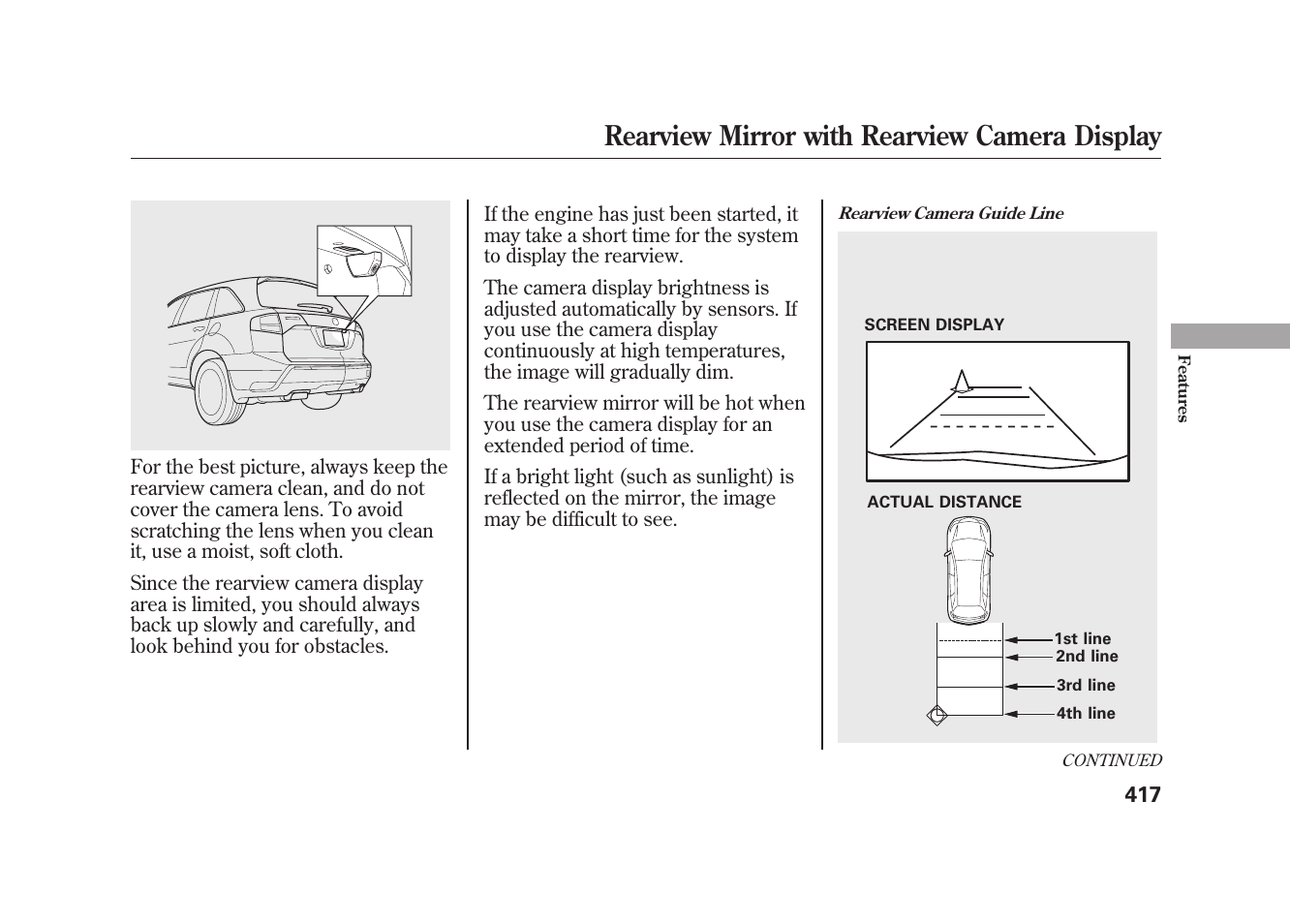 Rearview mirror with rearview camera display | Acura 2010 MDX User Manual | Page 424 / 616