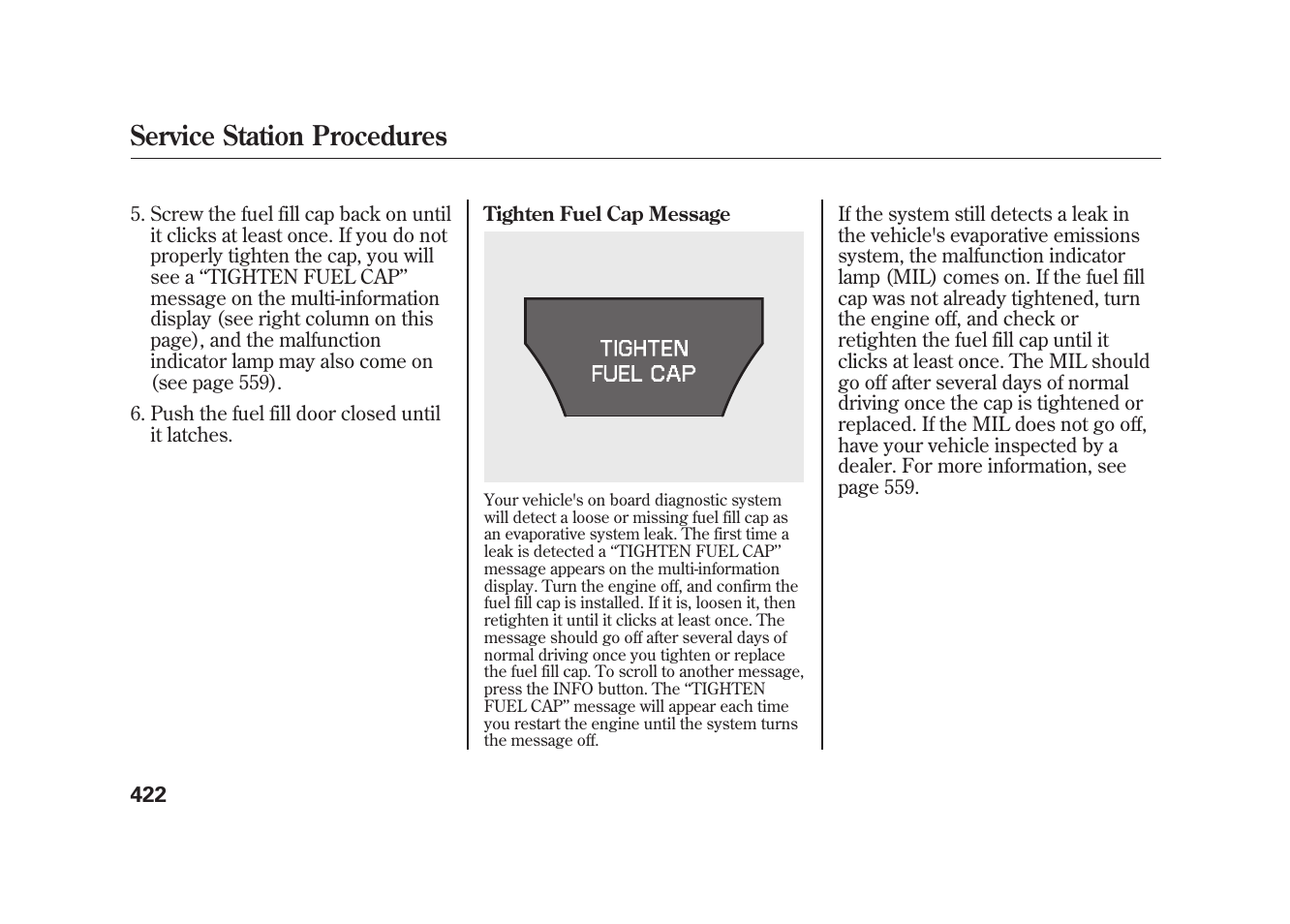 Service station procedures | Acura 2010 MDX User Manual | Page 429 / 616