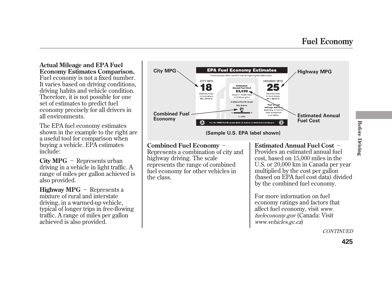 Fuel economy | Acura 2010 MDX User Manual | Page 432 / 616