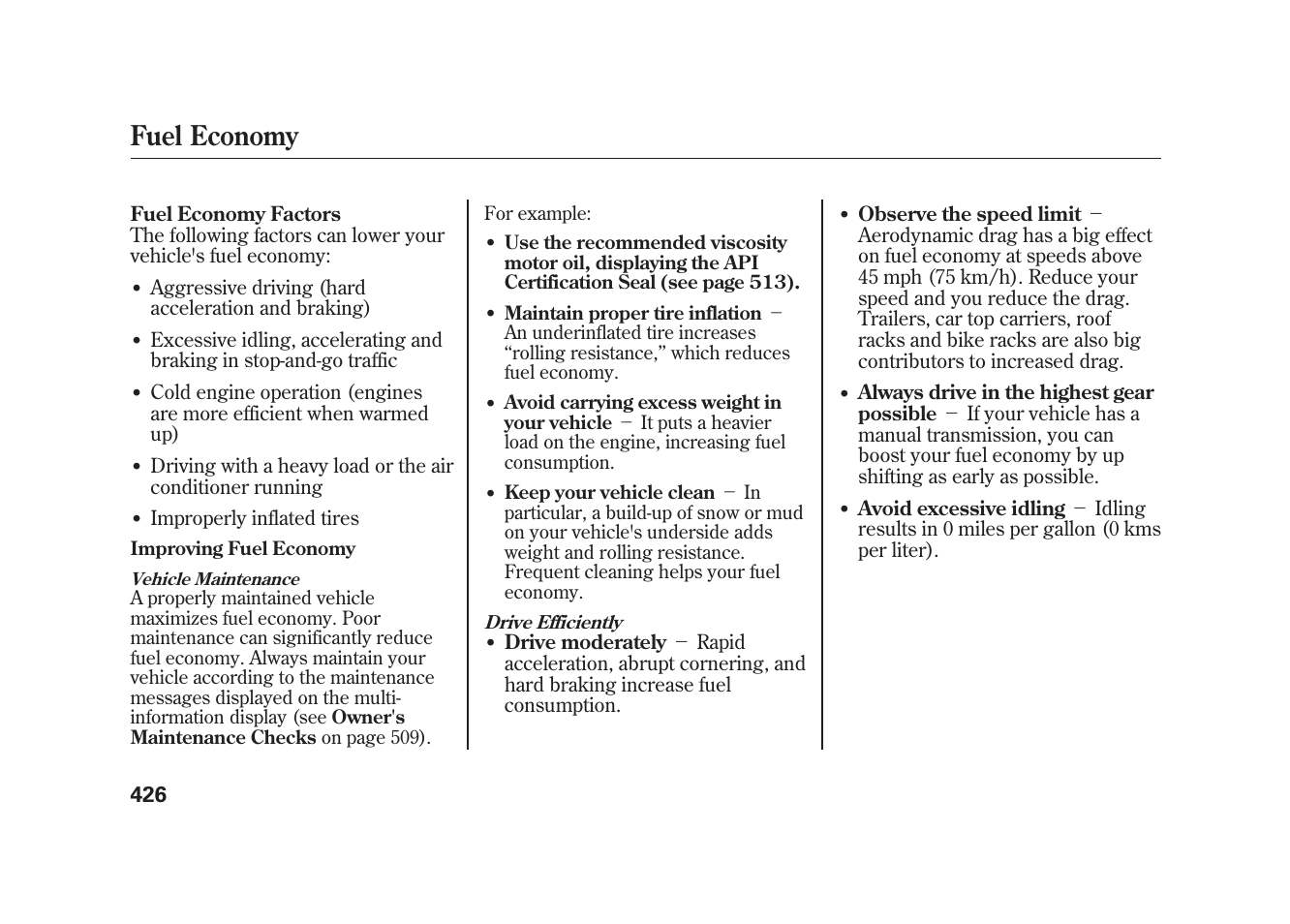Fuel economy | Acura 2010 MDX User Manual | Page 433 / 616