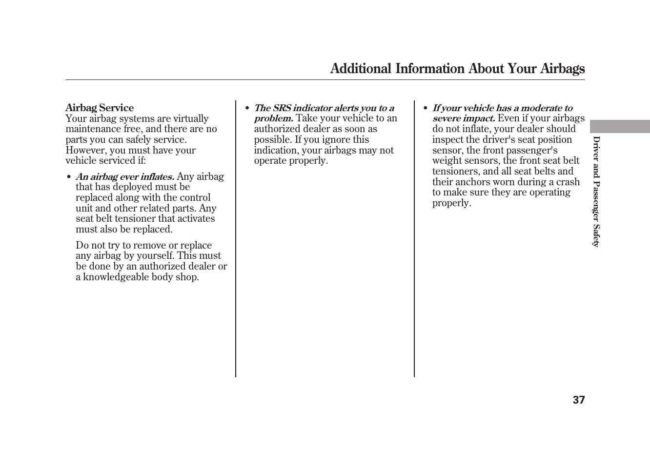 Additional information about your airbags | Acura 2010 MDX User Manual | Page 44 / 616