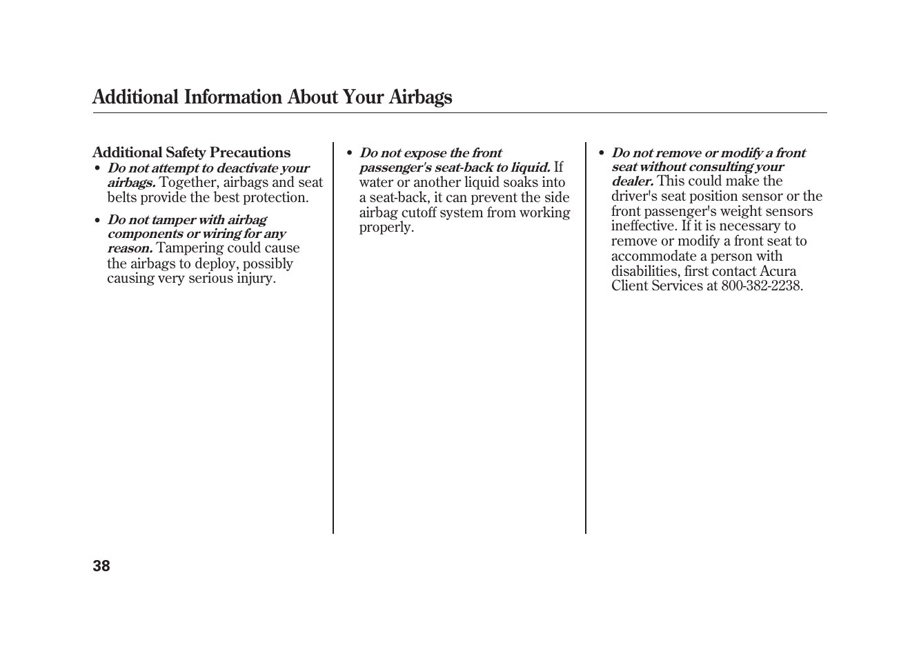 Additional information about your airbags | Acura 2010 MDX User Manual | Page 45 / 616