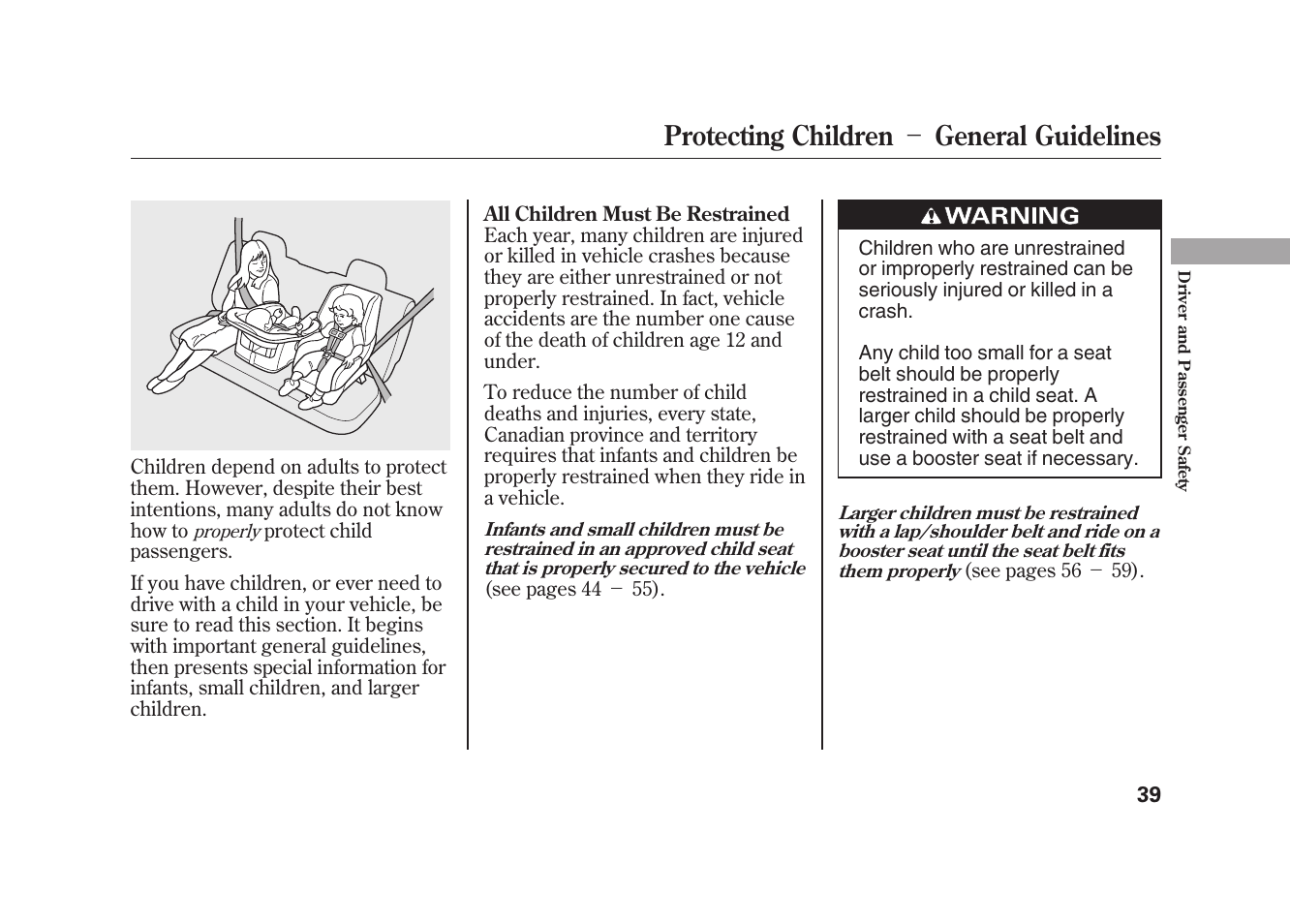 Protecting children － general guidelines | Acura 2010 MDX User Manual | Page 46 / 616