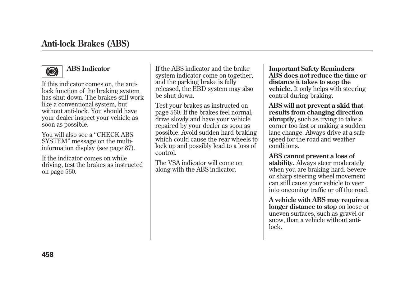 Anti-lock brakes (abs) | Acura 2010 MDX User Manual | Page 465 / 616