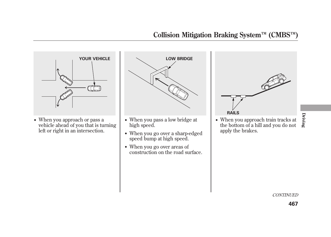 Collision mitigation braking system ™ (cmbs™) | Acura 2010 MDX User Manual | Page 474 / 616