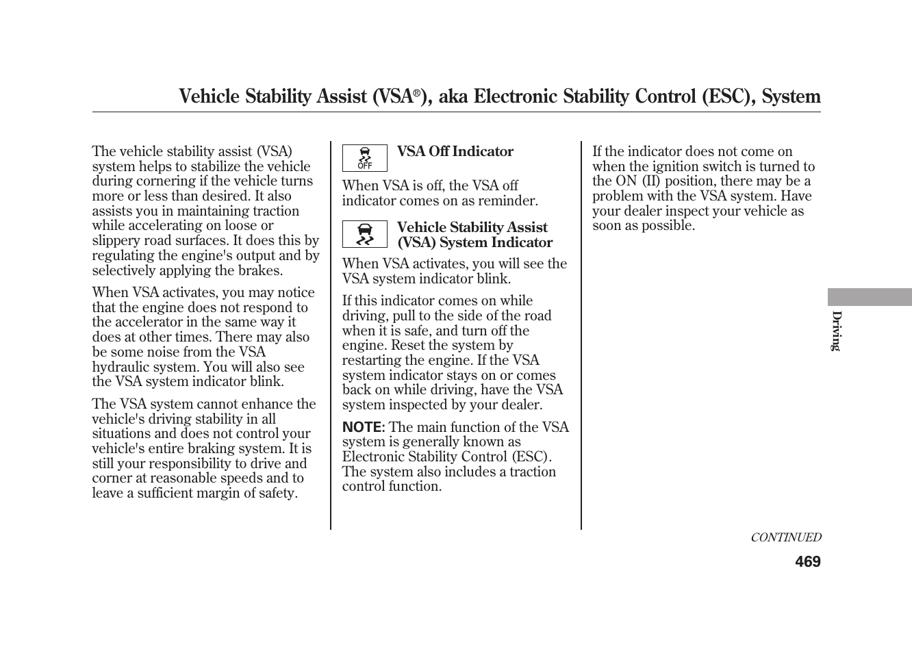 Vehicle stability assist (vsa, Aka electronic stability control (esc), system | Acura 2010 MDX User Manual | Page 476 / 616