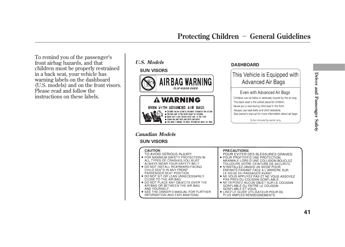 Protecting children － general guidelines | Acura 2010 MDX User Manual | Page 48 / 616