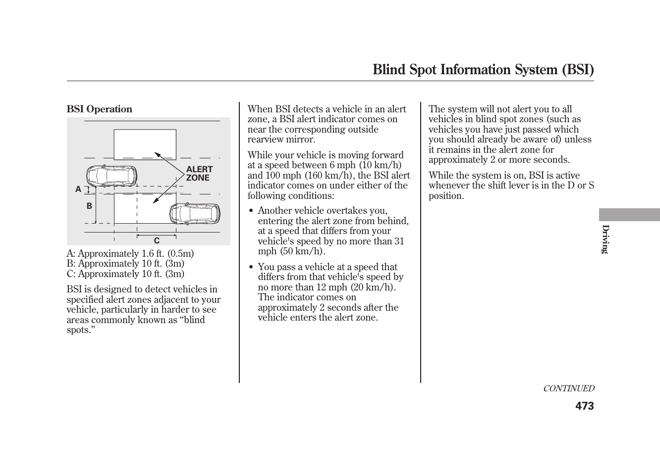 Blind spot information system (bsi) | Acura 2010 MDX User Manual | Page 480 / 616