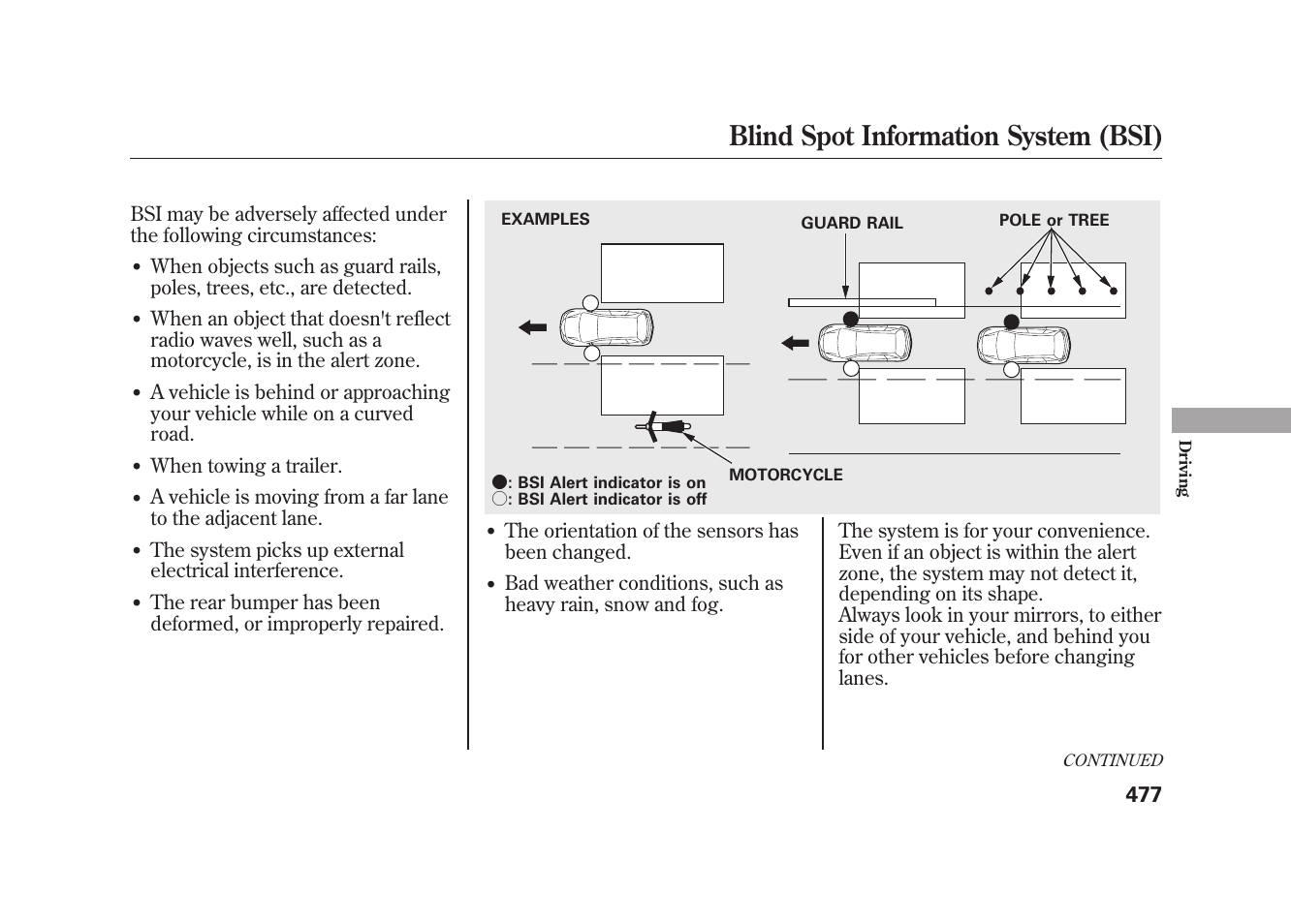 Blind spot information system (bsi) | Acura 2010 MDX User Manual | Page 484 / 616