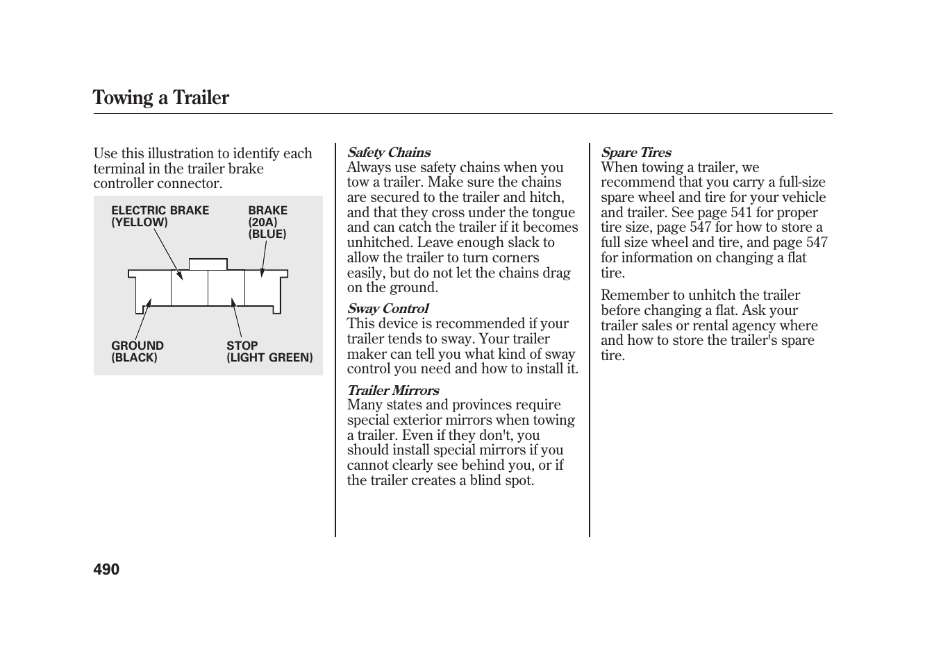 Towing a trailer | Acura 2010 MDX User Manual | Page 497 / 616