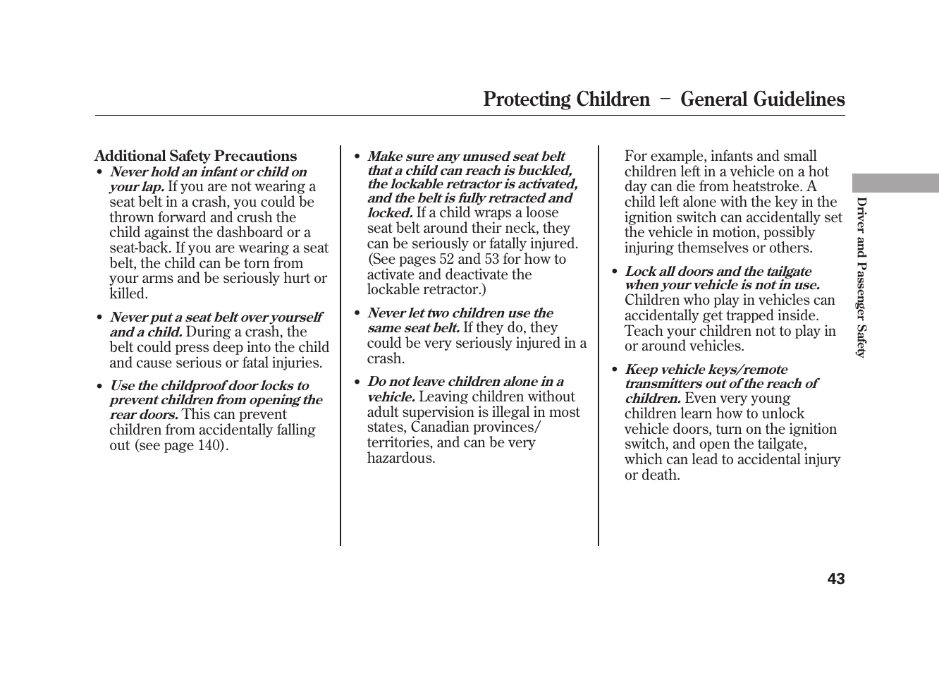 Protecting children － general guidelines | Acura 2010 MDX User Manual | Page 50 / 616
