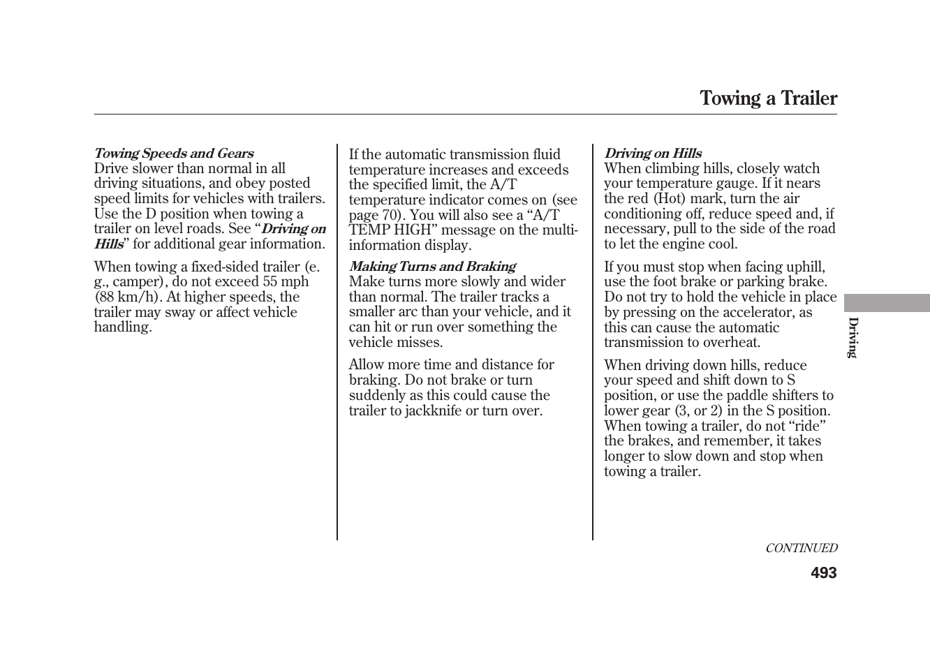 Towing a trailer | Acura 2010 MDX User Manual | Page 500 / 616