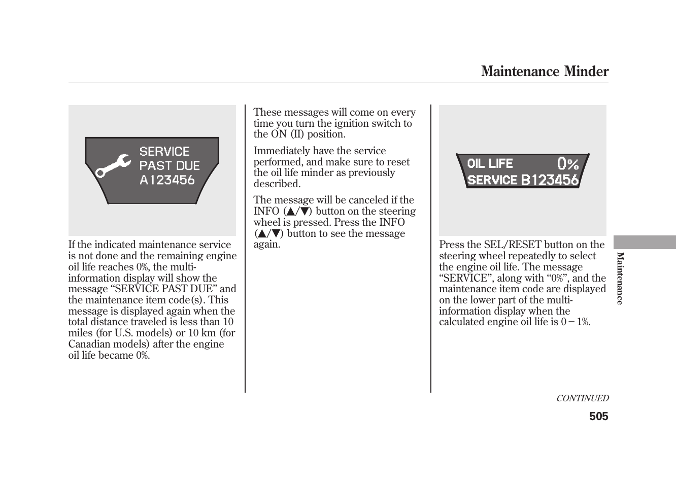 Maintenance minder | Acura 2010 MDX User Manual | Page 512 / 616