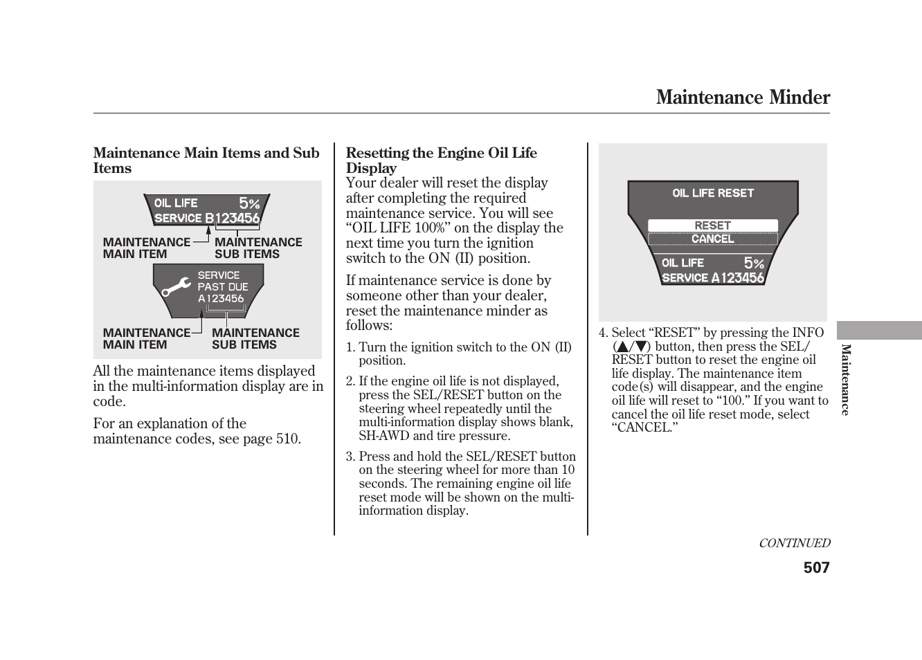 Maintenance minder | Acura 2010 MDX User Manual | Page 514 / 616