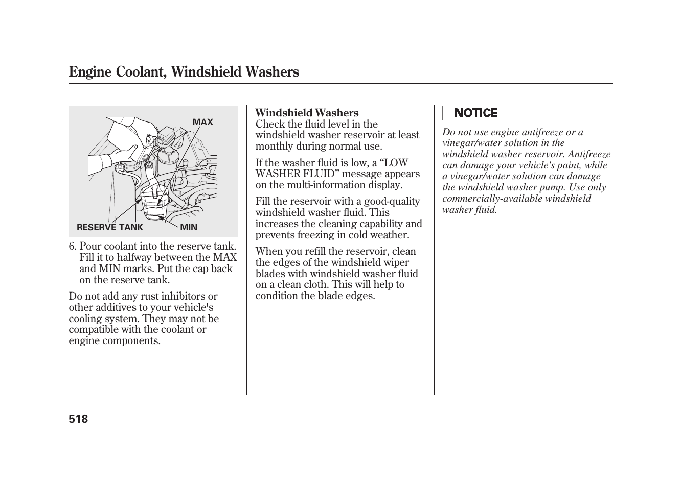 Engine coolant, windshield washers | Acura 2010 MDX User Manual | Page 525 / 616