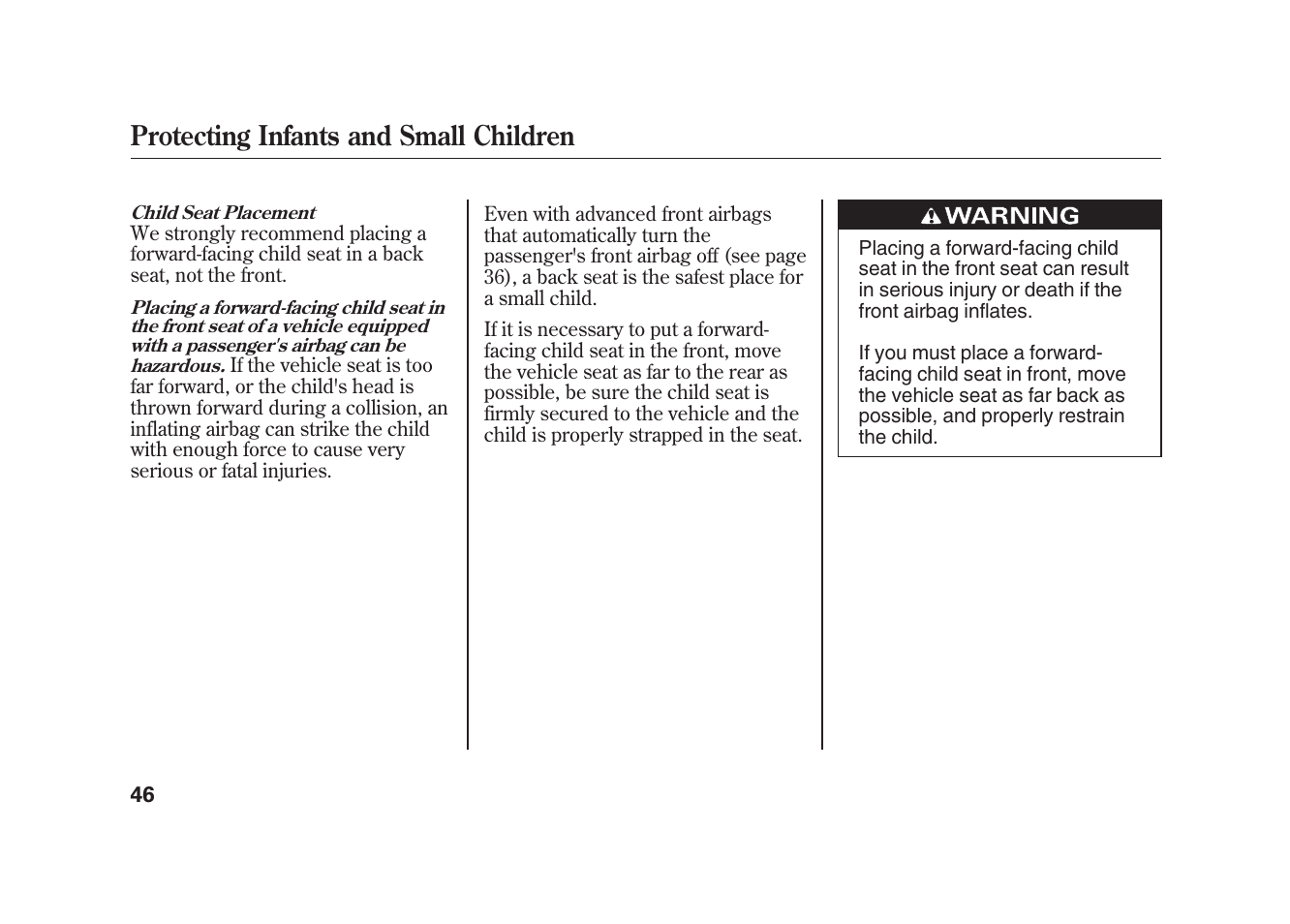 Protecting infants and small children | Acura 2010 MDX User Manual | Page 53 / 616