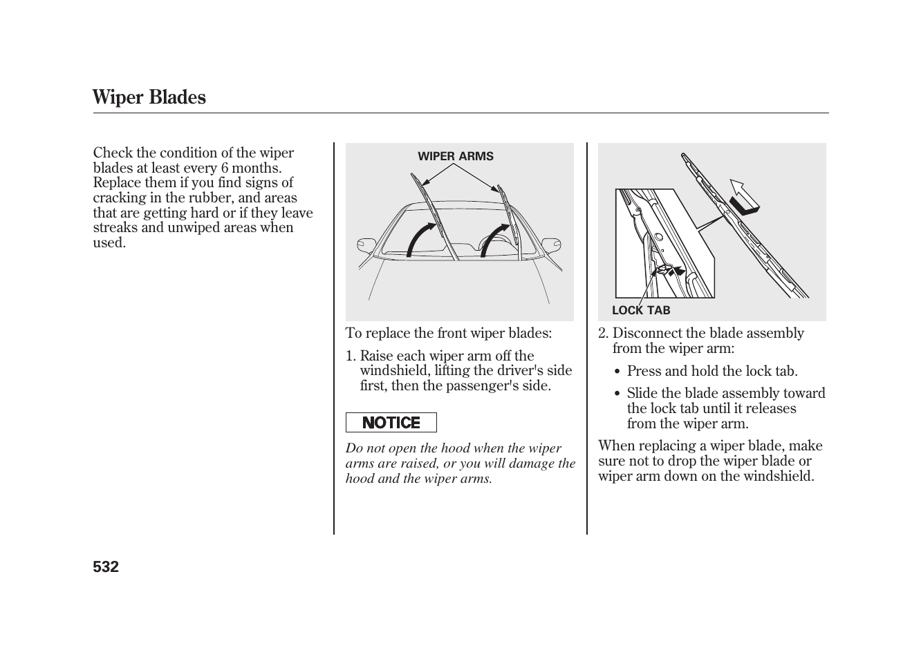 Wiper blades | Acura 2010 MDX User Manual | Page 539 / 616