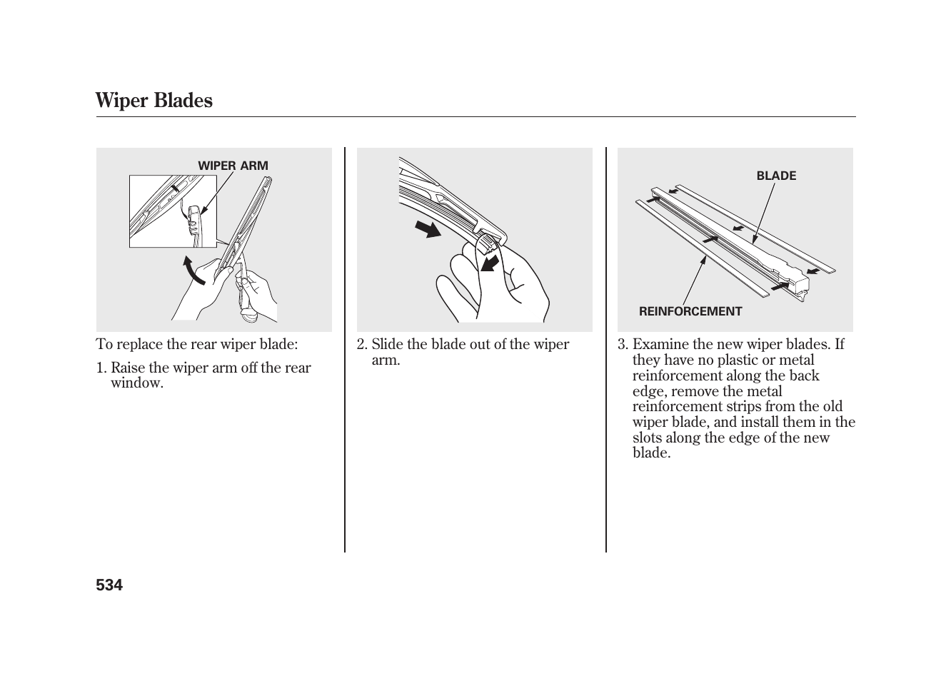 Wiper blades | Acura 2010 MDX User Manual | Page 541 / 616