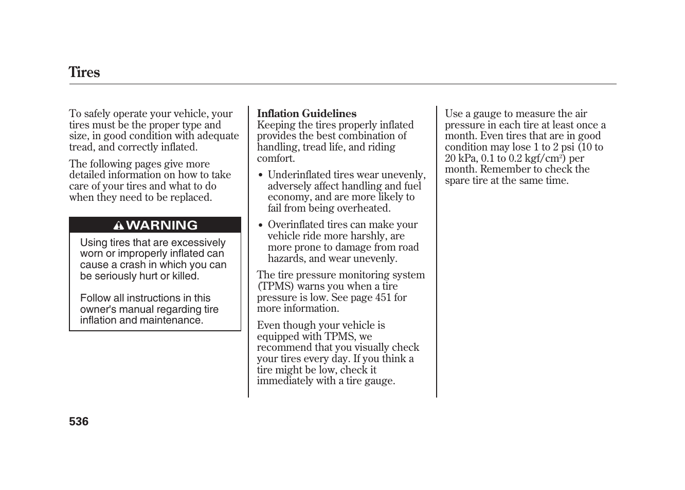 Tires | Acura 2010 MDX User Manual | Page 543 / 616