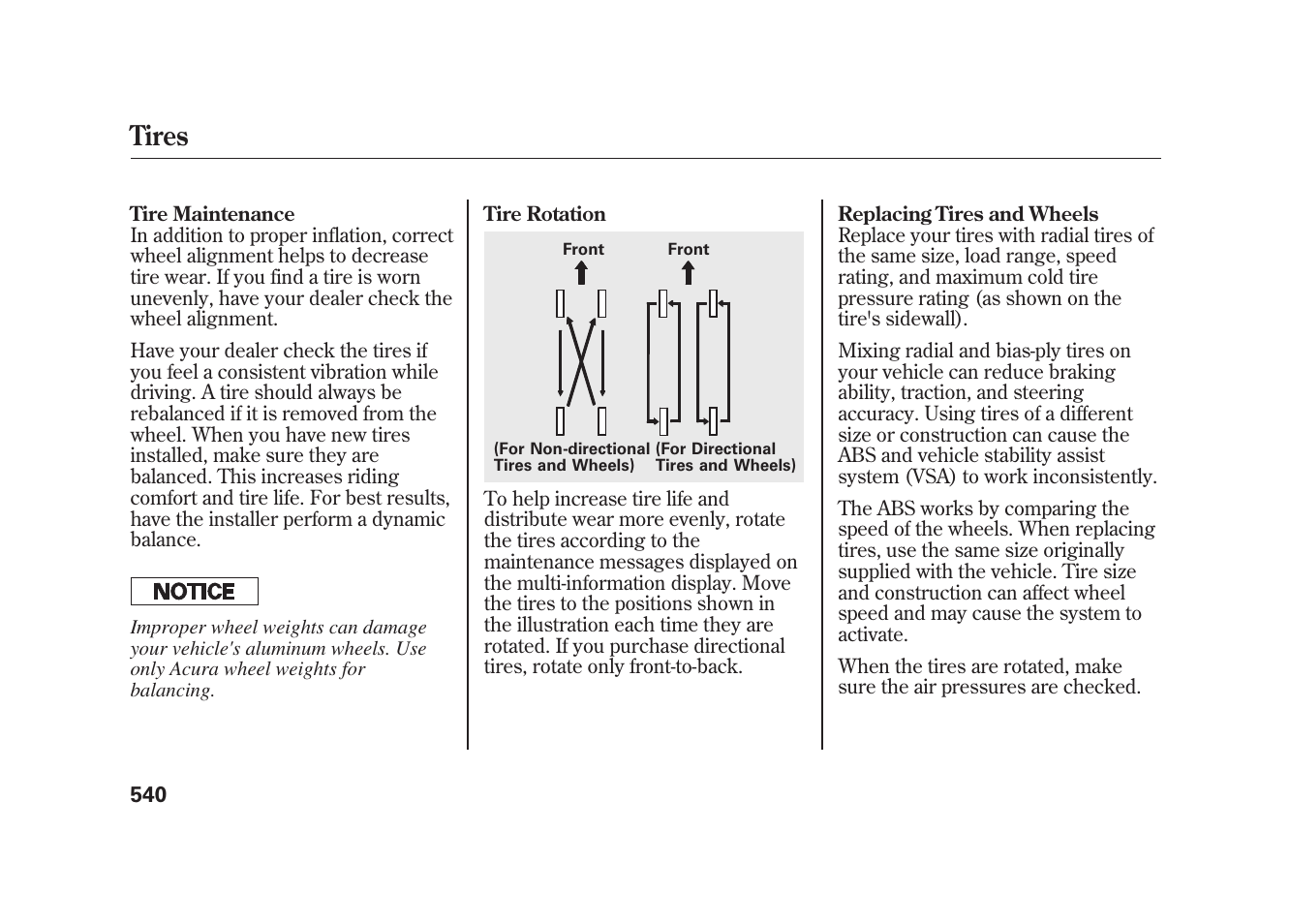 Tires | Acura 2010 MDX User Manual | Page 547 / 616