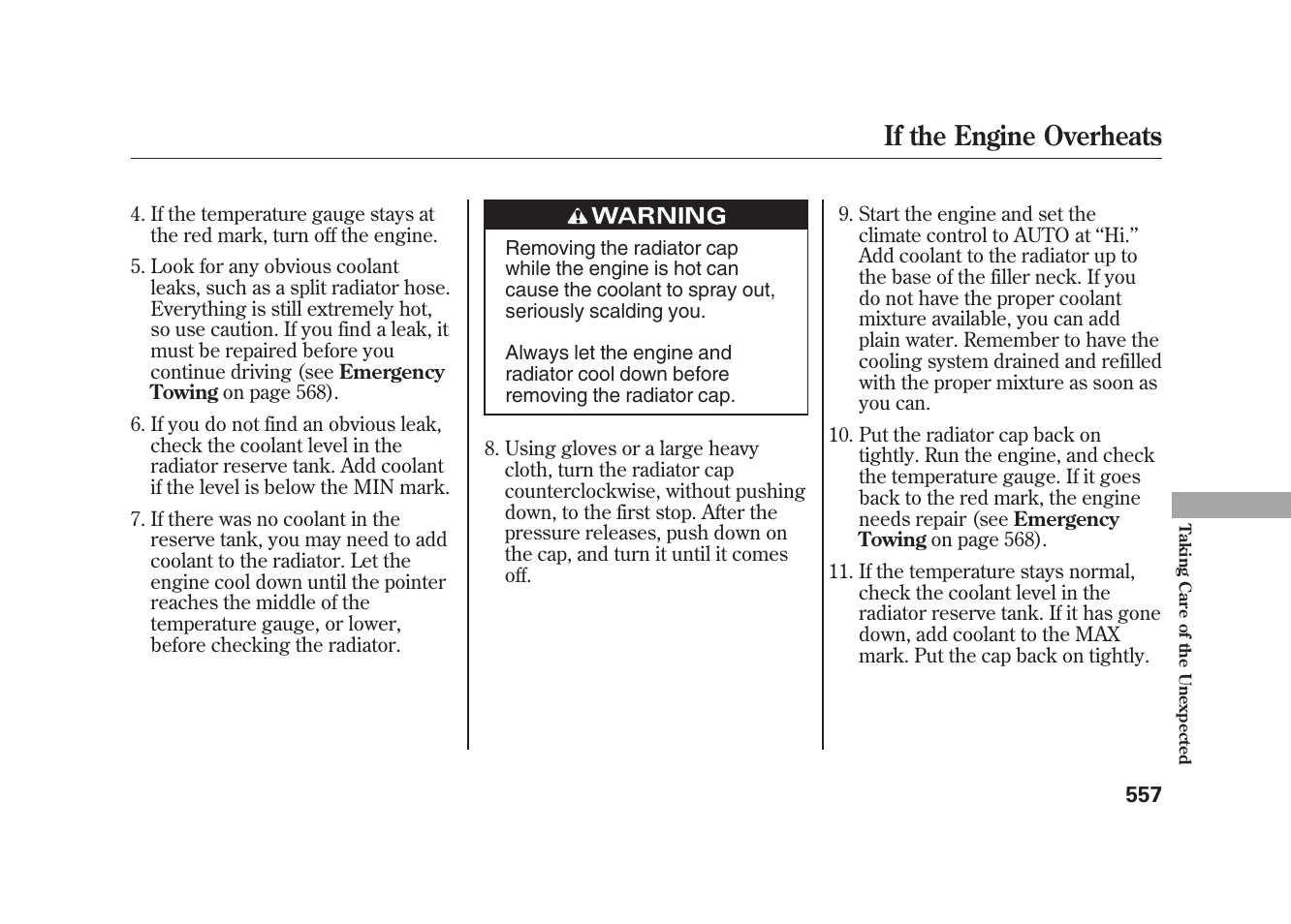 If the engine overheats | Acura 2010 MDX User Manual | Page 564 / 616