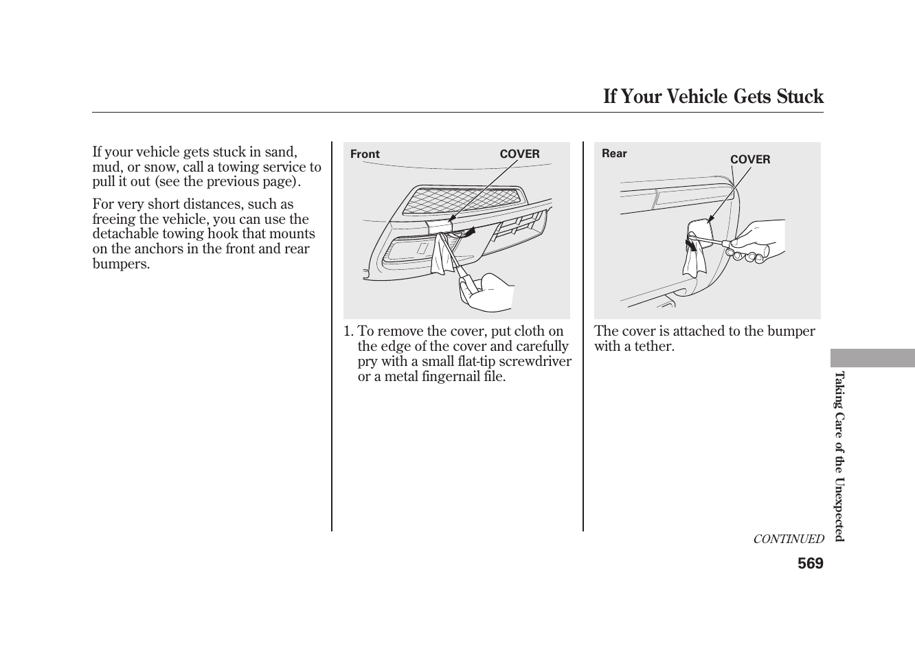 If your vehicle gets stuck | Acura 2010 MDX User Manual | Page 576 / 616