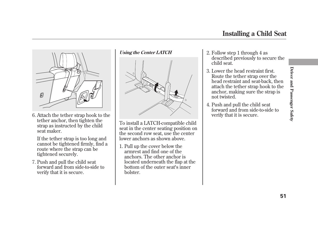 Installing a child seat | Acura 2010 MDX User Manual | Page 58 / 616
