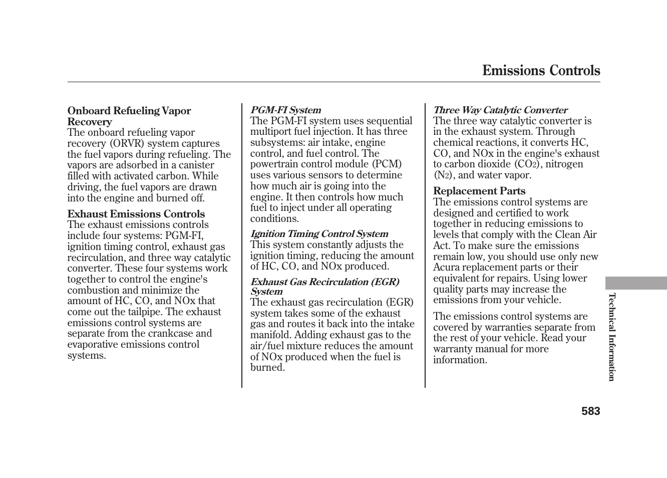 Emissions controls | Acura 2010 MDX User Manual | Page 590 / 616