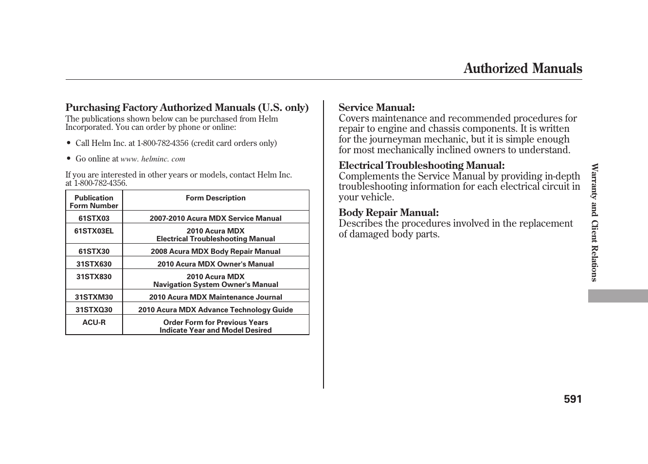 Authorized manuals | Acura 2010 MDX User Manual | Page 598 / 616