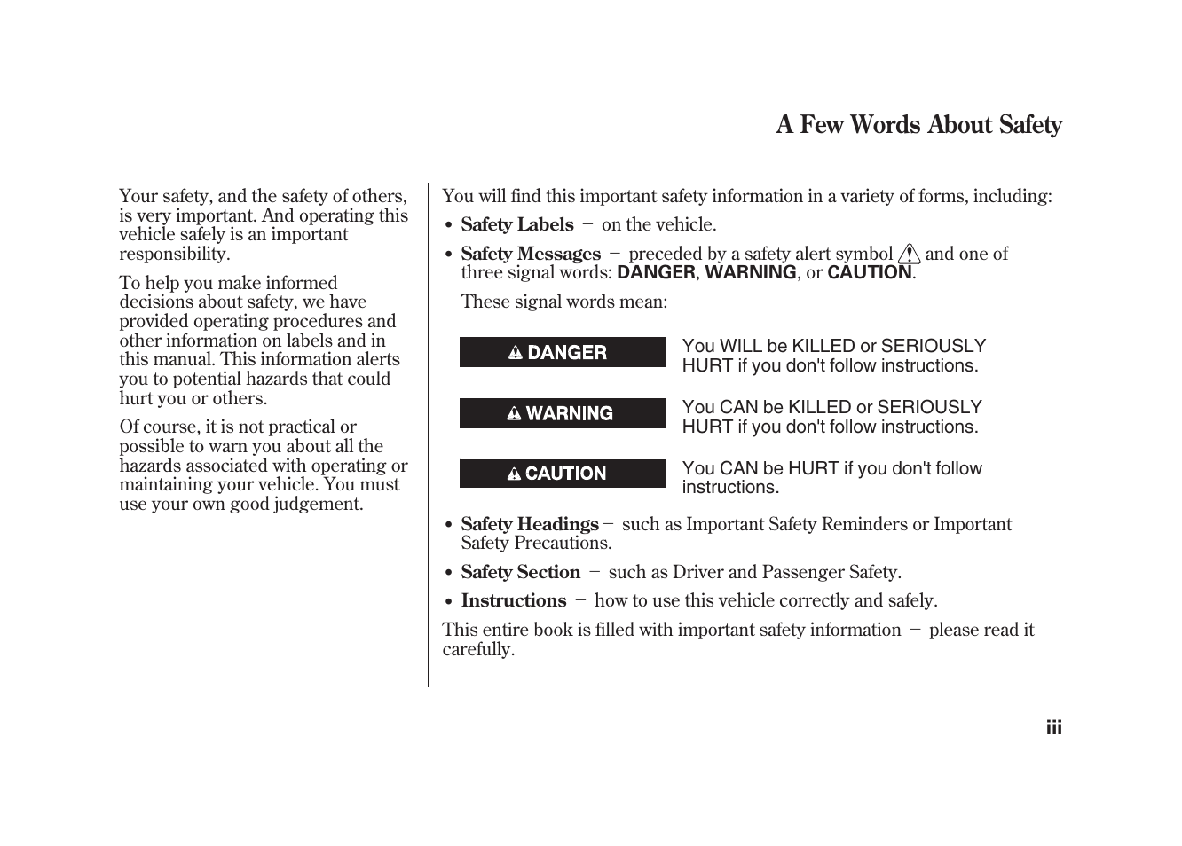 A few words about safety | Acura 2010 MDX User Manual | Page 6 / 616
