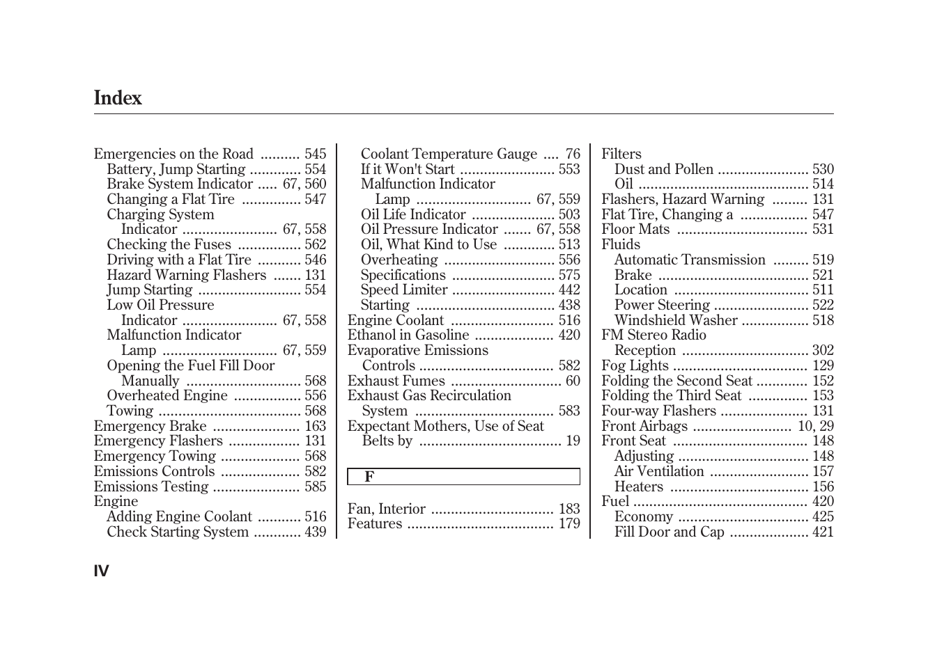 Index | Acura 2010 MDX User Manual | Page 603 / 616